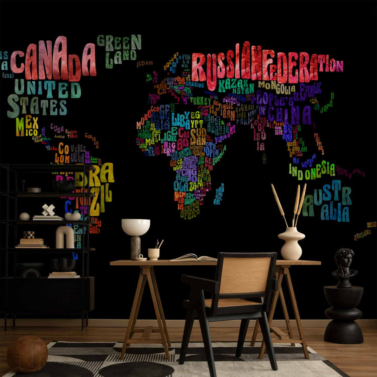 Photo Wallpaper Colorful Journeys - Colorful World Map with Described Continents 60065 additionalImage 4