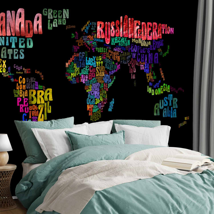 Photo Wallpaper Colorful Journeys - Colorful World Map with Described Continents 60065 additionalImage 2