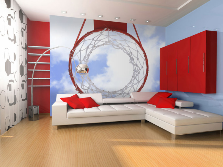 Photo Wallpaper Sporting Hobby - Basketball hoop against a sky background with clouds 61165