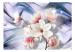 Photo Wallpaper Magnolias on a branch - white flowers on a background of blue wavy patterns 62465 additionalThumb 1
