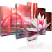 Canvas Art Print Amaranth Lotus (5-piece) - Pink Flower on a Surface of Red Water 93065 additionalThumb 2