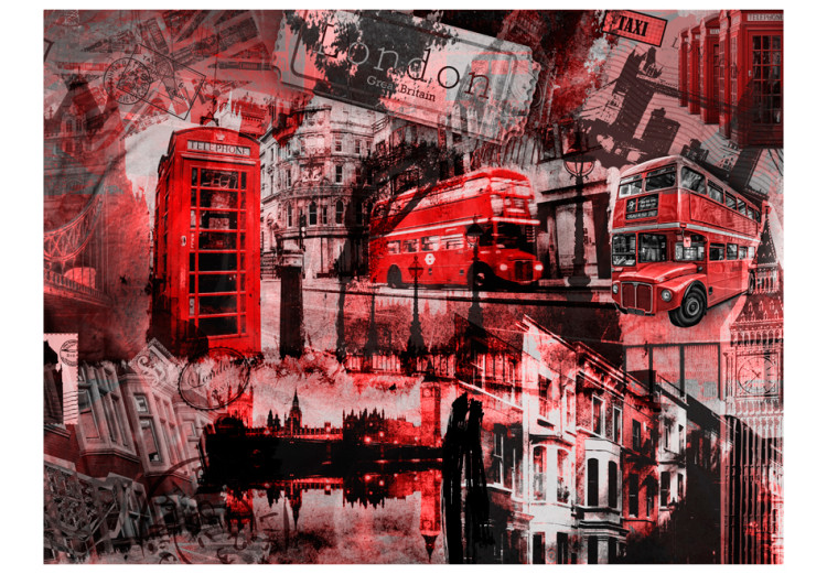 Photo Wallpaper London United Kingdom - collage with city buses and architecture 97065 additionalImage 1