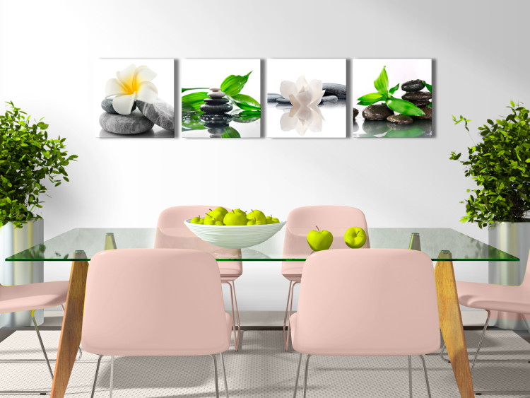 Canvas Water Flowers - White Lilies with Decorative Stones on White Background 98165 additionalImage 3