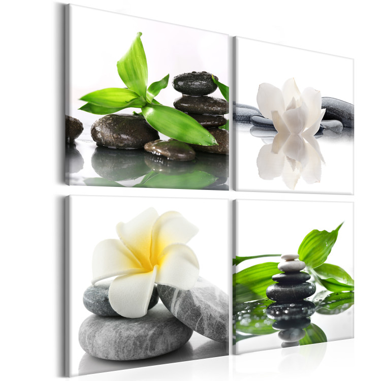 Canvas Water Flowers - White Lilies with Decorative Stones on White Background 98165 additionalImage 2