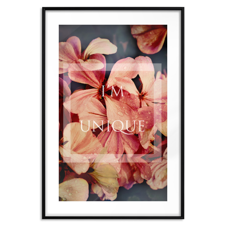 Wall Poster I'm unique - English text on a background of colorful flower petals 114375 additionalImage 15