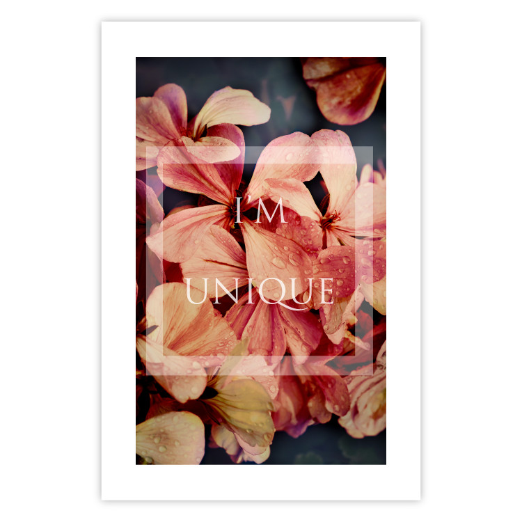 Wall Poster I'm unique - English text on a background of colorful flower petals 114375 additionalImage 19