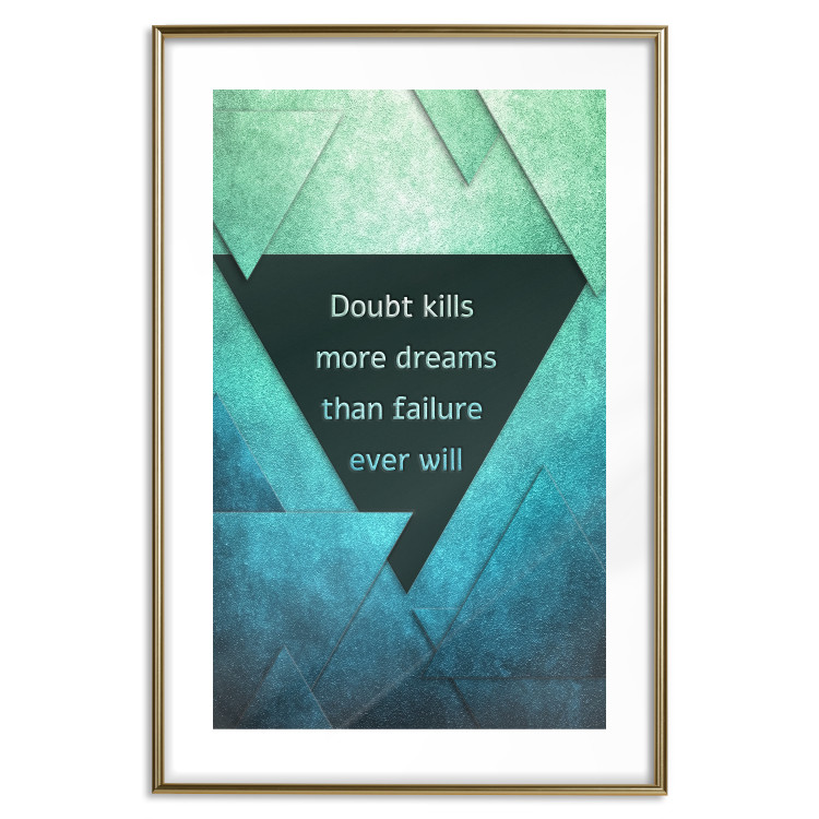 Poster Believe in Dreams - motivational English quote on a background of triangles 114575 additionalImage 16