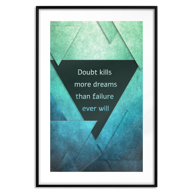 Poster Believe in Dreams - motivational English quote on a background of triangles 114575 additionalImage 15