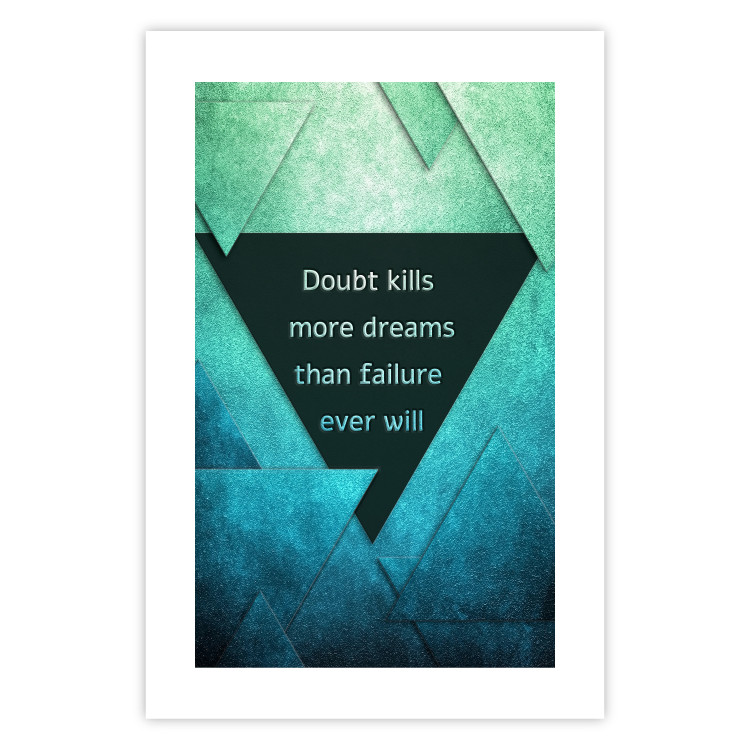 Poster Believe in Dreams - motivational English quote on a background of triangles 114575 additionalImage 25