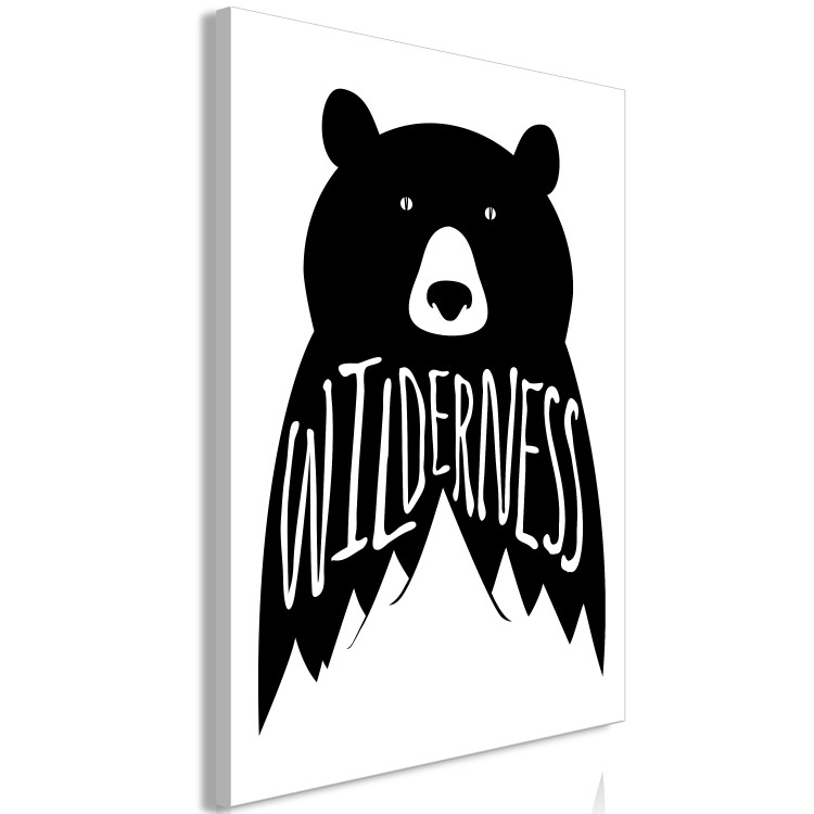 Canvas Wilderness - white lettering in English on a black background in the shape of a bear ideal for a child's room and a teenager 114775 additionalImage 2
