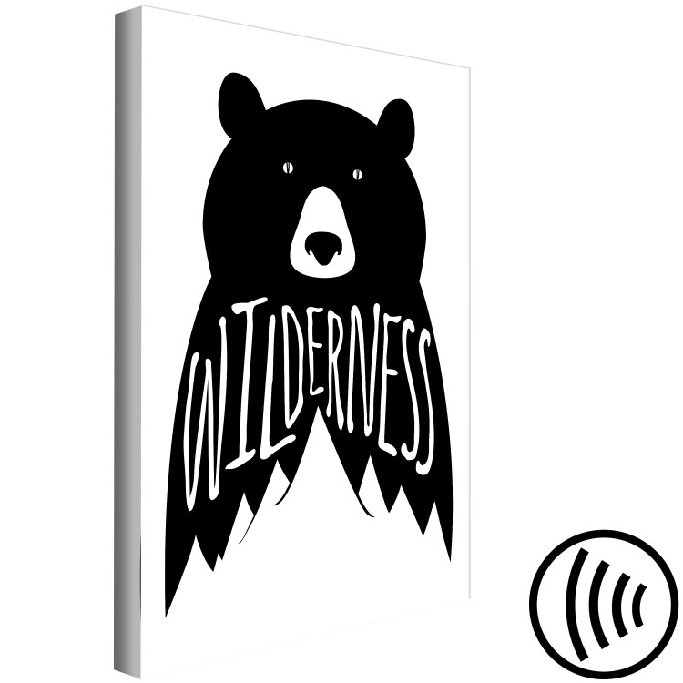 Canvas Wilderness - white lettering in English on a black background in the shape of a bear ideal for a child's room and a teenager 114775 additionalImage 6