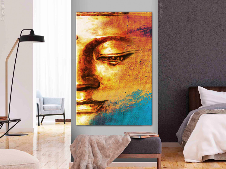 Canvas Art Print Calmness on the Face (1-part) - Portrait of Buddha Sculpture in Zen Spirit 114975 additionalImage 3