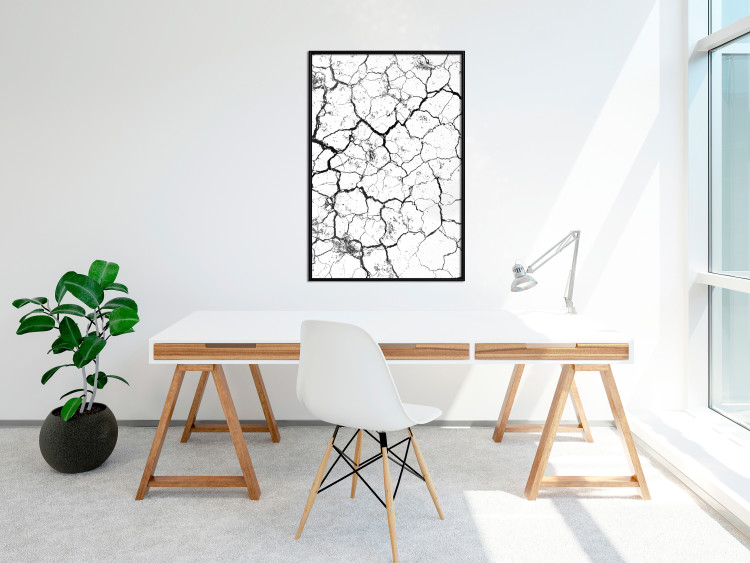 Poster Cracked earth - black and white composition with irregular texture 115075 additionalImage 3