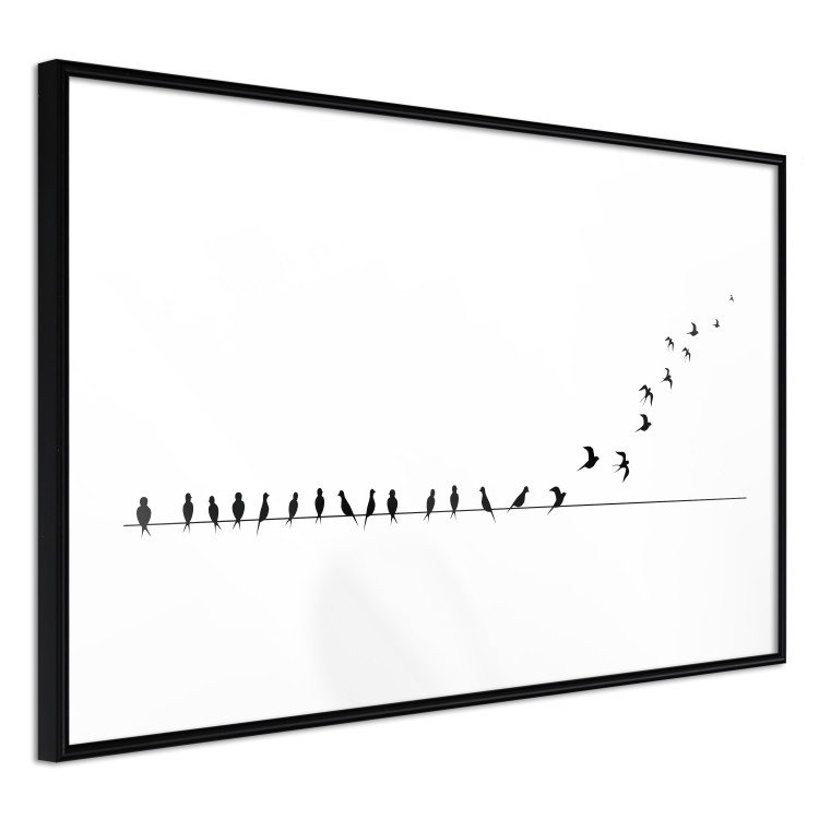 Wall Poster Let's Fly! - black and white composition with sitting and flying birds 115175 additionalImage 13