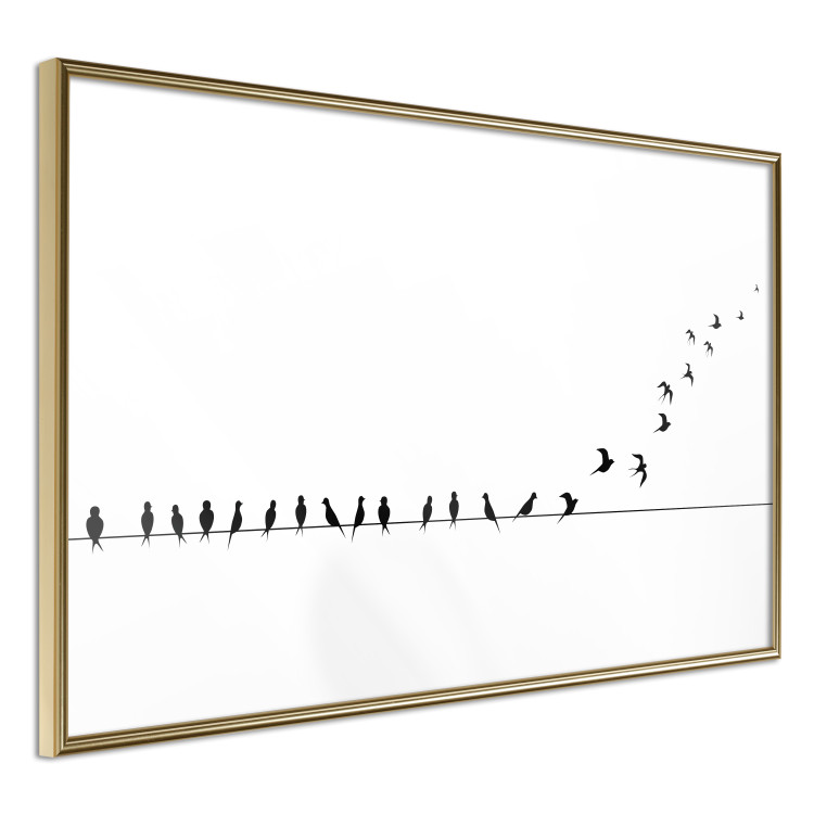 Wall Poster Let's Fly! - black and white composition with sitting and flying birds 115175 additionalImage 12