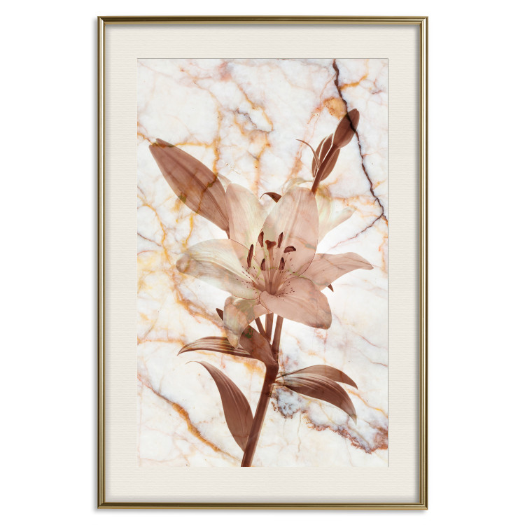 Wall Poster Milan Lily - botanical composition with a flower on a marble background 118275 additionalImage 19