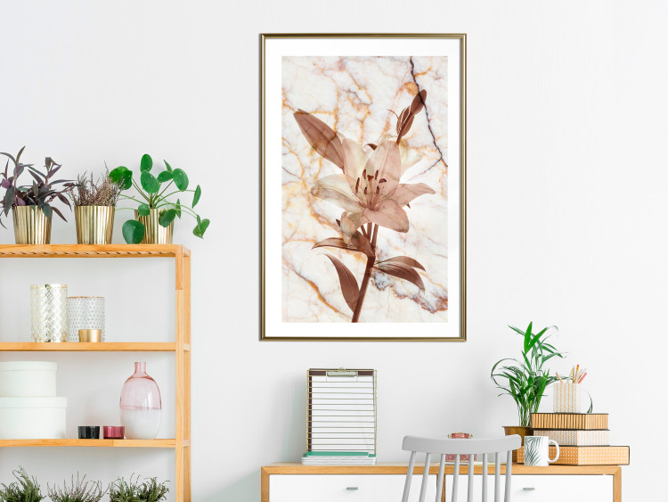 Wall Poster Milan Lily - botanical composition with a flower on a marble background 118275 additionalImage 13
