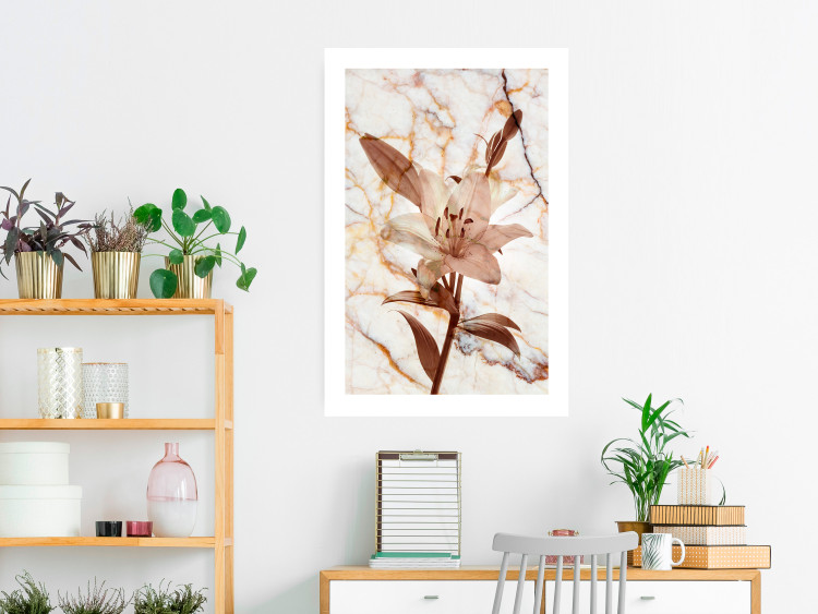 Wall Poster Milan Lily - botanical composition with a flower on a marble background 118275 additionalImage 4