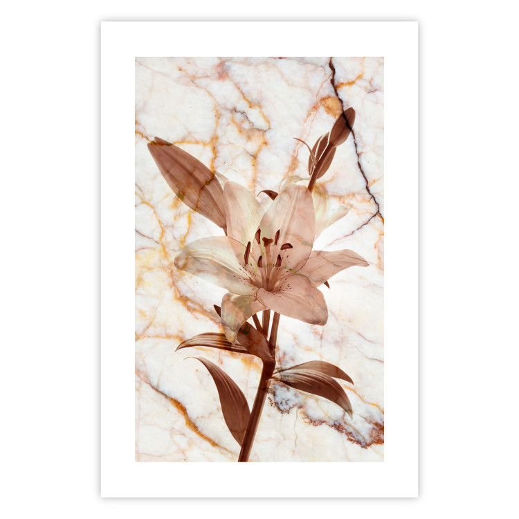 Wall Poster Milan Lily - botanical composition with a flower on a marble background 118275 additionalImage 25