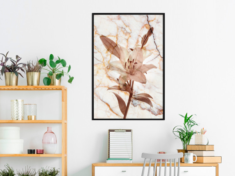 Wall Poster Milan Lily - botanical composition with a flower on a marble background 118275 additionalImage 3