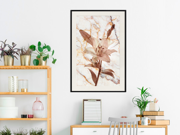 Wall Poster Milan Lily - botanical composition with a flower on a marble background 118275 additionalImage 22