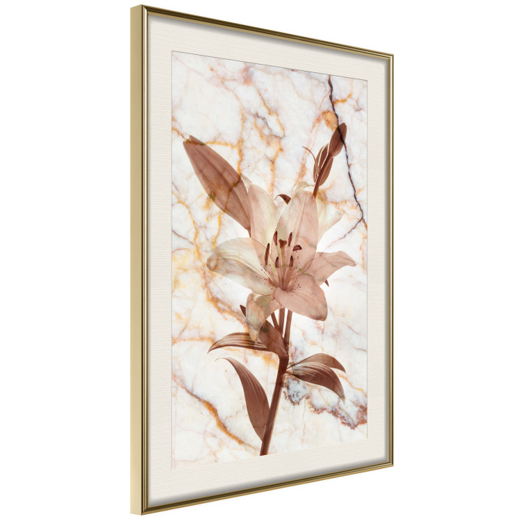 Wall Poster Milan Lily - botanical composition with a flower on a marble background 118275 additionalImage 2