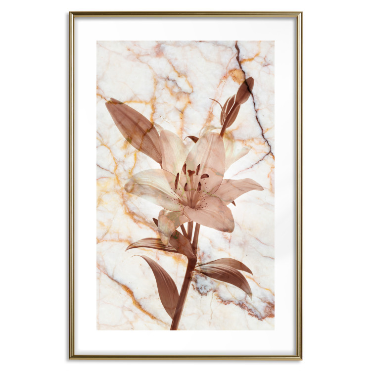 Wall Poster Milan Lily - botanical composition with a flower on a marble background 118275 additionalImage 16