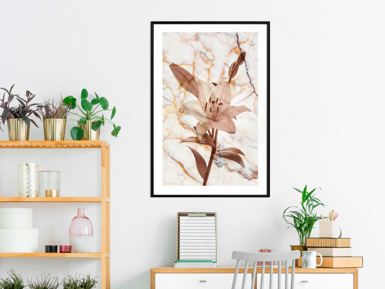 Wall Poster Milan Lily - botanical composition with a flower on a marble background 118275 additionalImage 6