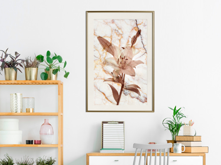 Wall Poster Milan Lily - botanical composition with a flower on a marble background 118275 additionalImage 21