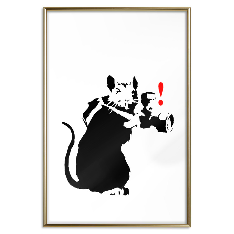 Wall Poster Rat Photographer - black and white Banksy-style graffiti with an animal 118775 additionalImage 16