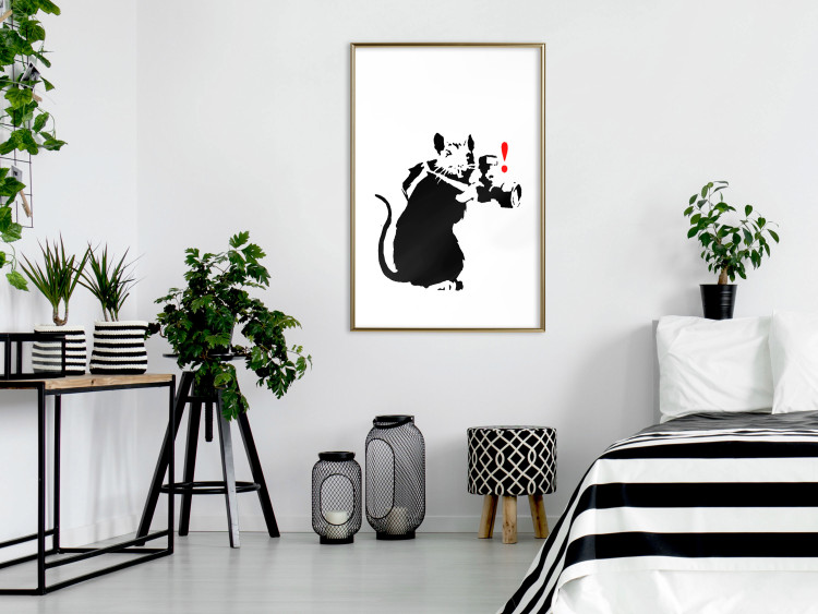 Wall Poster Rat Photographer - black and white Banksy-style graffiti with an animal 118775 additionalImage 5