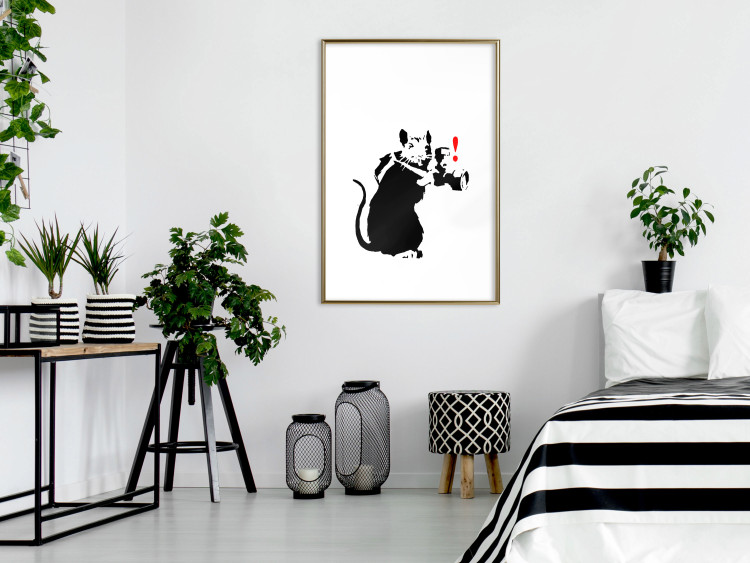 Wall Poster Rat Photographer - black and white Banksy-style graffiti with an animal 118775 additionalImage 13