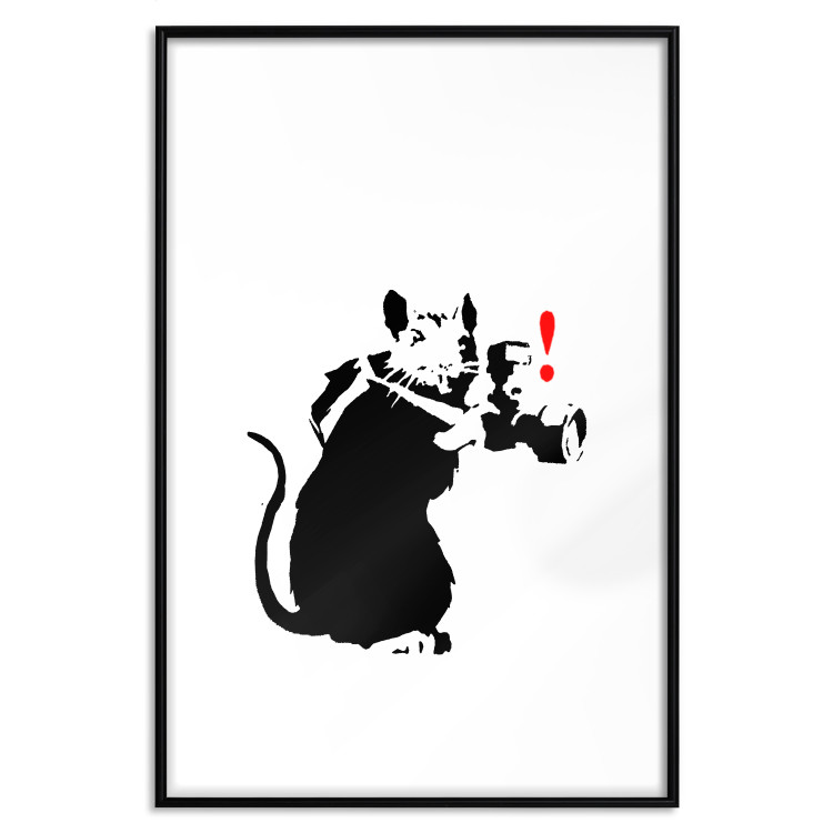 Wall Poster Rat Photographer - black and white Banksy-style graffiti with an animal 118775 additionalImage 15