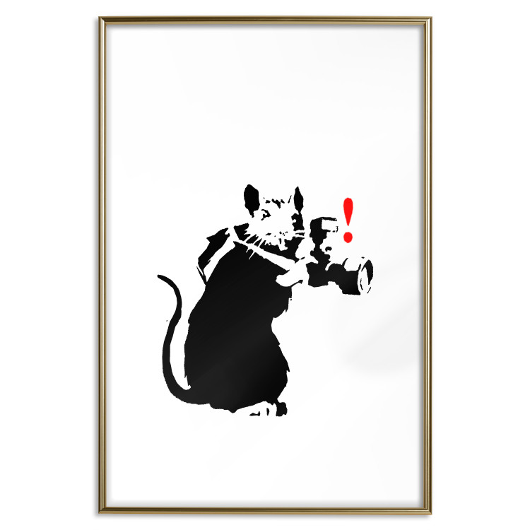 Wall Poster Rat Photographer - black and white Banksy-style graffiti with an animal 118775 additionalImage 14