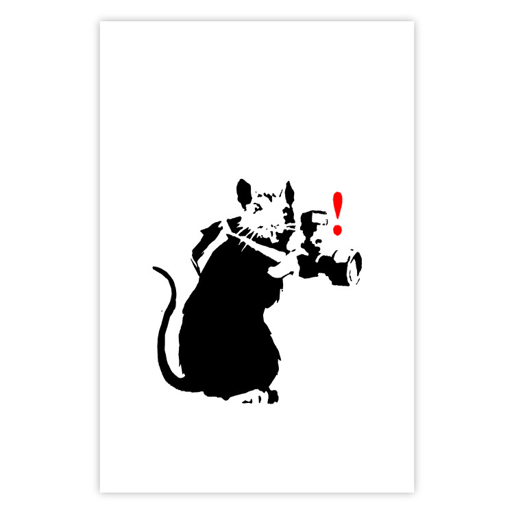 Wall Poster Rat Photographer - black and white Banksy-style graffiti with an animal 118775 additionalImage 19