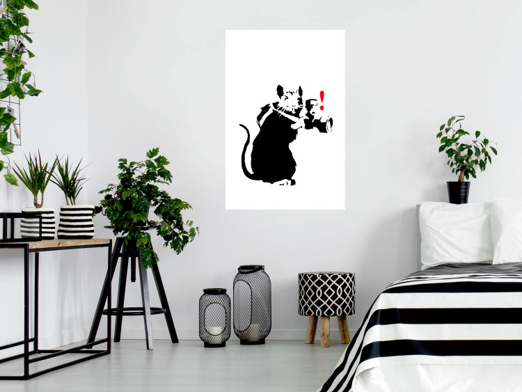 Wall Poster Rat Photographer - black and white Banksy-style graffiti with an animal 118775 additionalImage 17
