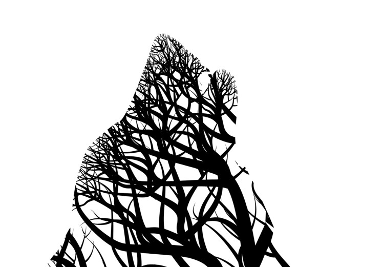 Poster Wolf's Trail - abstract trees in the template of a wolf on a white background 126675 additionalImage 10