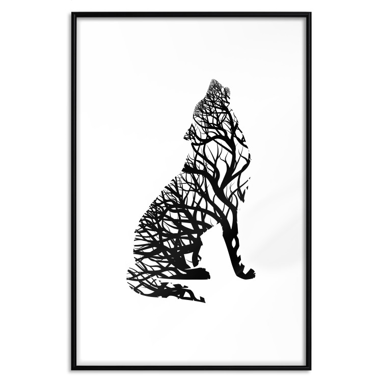 Poster Wolf's Trail - abstract trees in the template of a wolf on a white background 126675 additionalImage 16