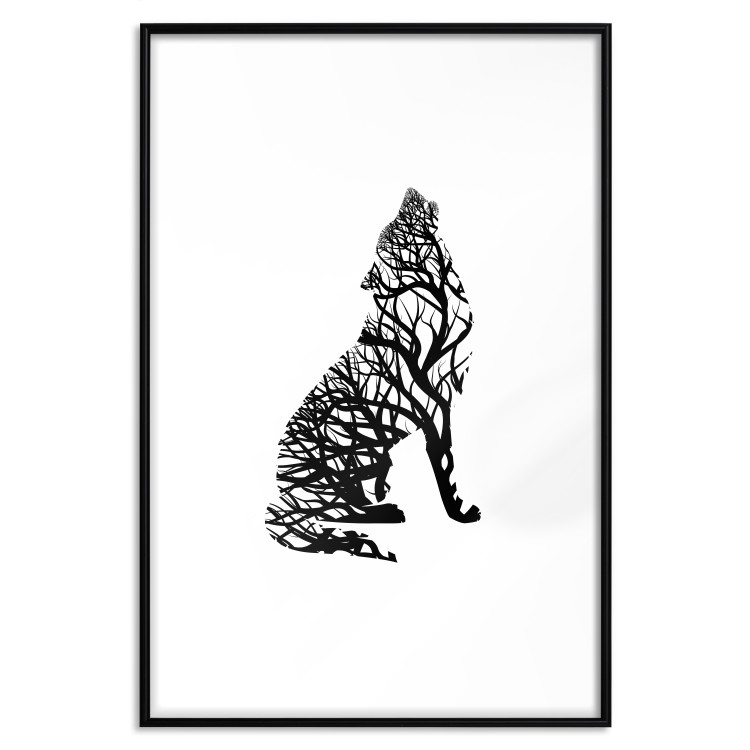 Poster Wolf's Trail - abstract trees in the template of a wolf on a white background 126675 additionalImage 15