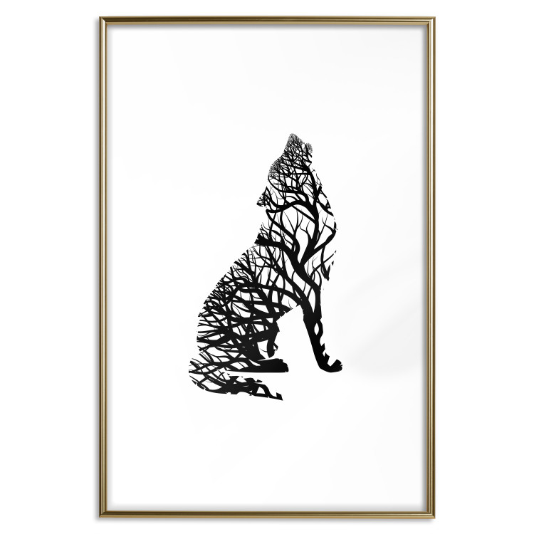 Poster Wolf's Trail - abstract trees in the template of a wolf on a white background 126675 additionalImage 14