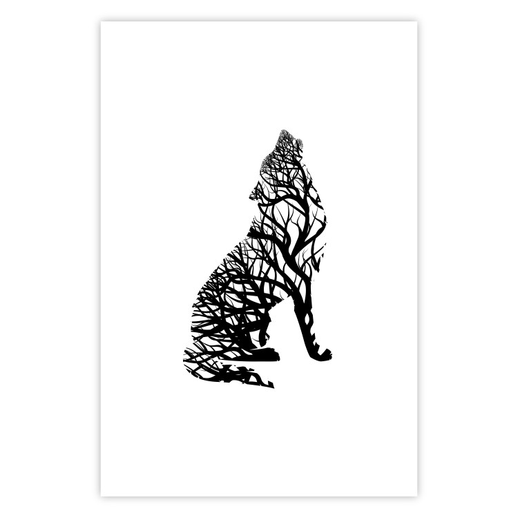 Poster Wolf's Trail - abstract trees in the template of a wolf on a white background 126675 additionalImage 19