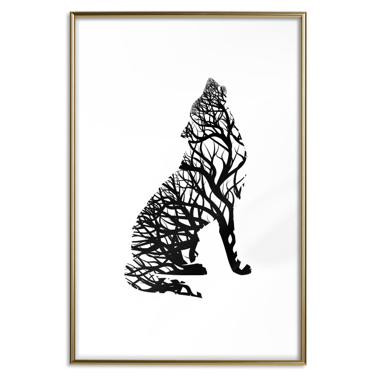 Poster Wolf's Trail - abstract trees in the template of a wolf on a white background 126675 additionalImage 17