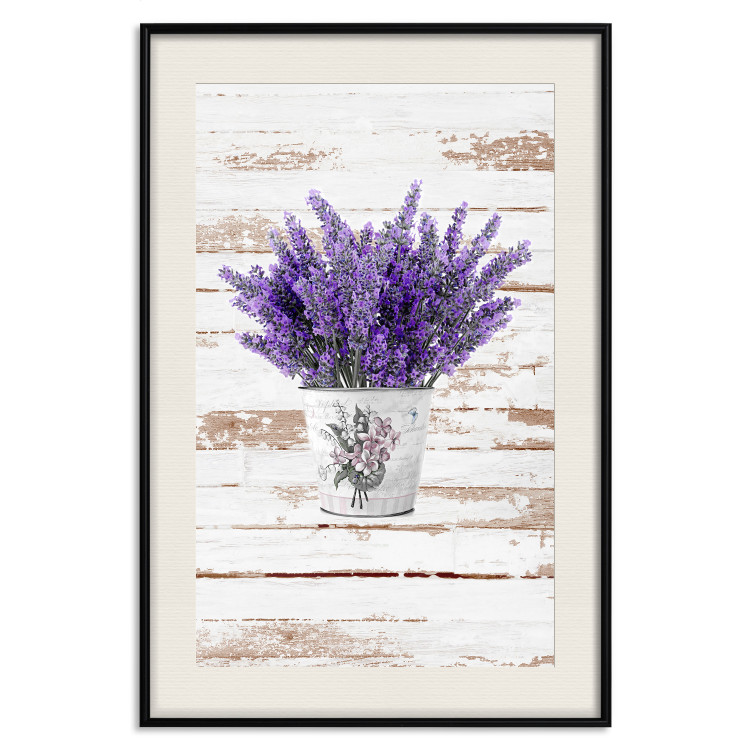 Wall Poster Lavender Bouquet - purple flowers in pot on background of wooden planks 128075 additionalImage 19