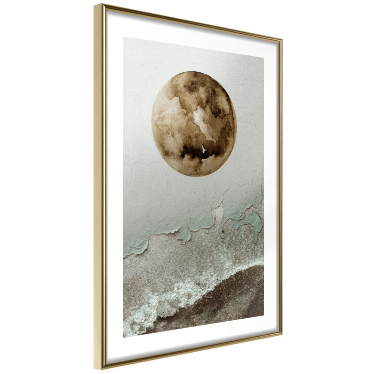 Wall Poster Green Tide - moon and sea imitation in an abstract motif 131775 additionalImage 7