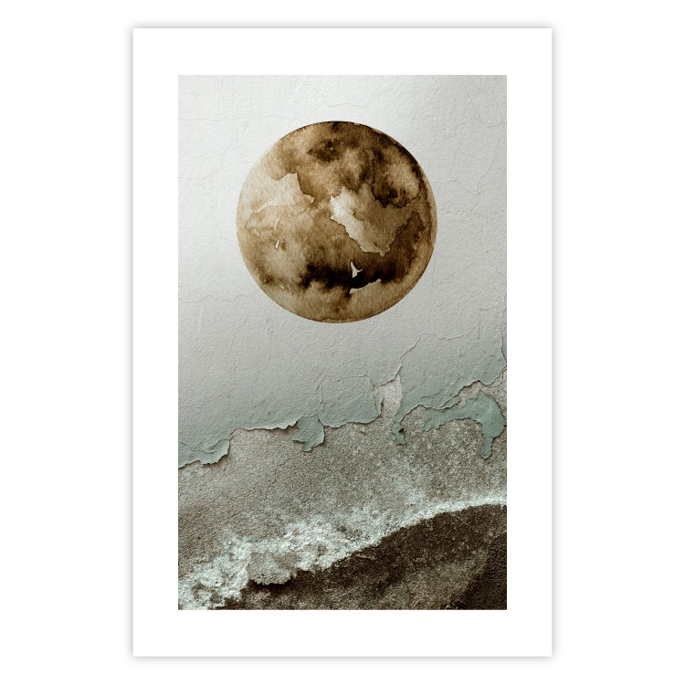 Wall Poster Green Tide - moon and sea imitation in an abstract motif 131775 additionalImage 19