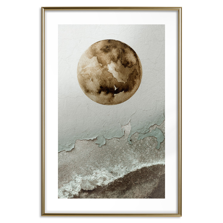 Wall Poster Green Tide - moon and sea imitation in an abstract motif 131775 additionalImage 16