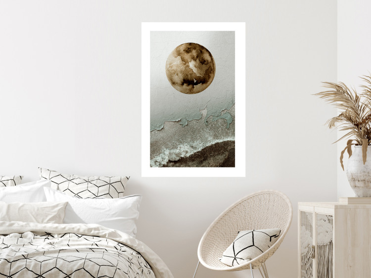 Wall Poster Green Tide - moon and sea imitation in an abstract motif 131775 additionalImage 3