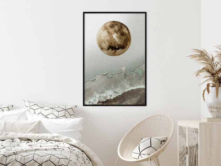 Wall Poster Green Tide - moon and sea imitation in an abstract motif 131775 additionalImage 4