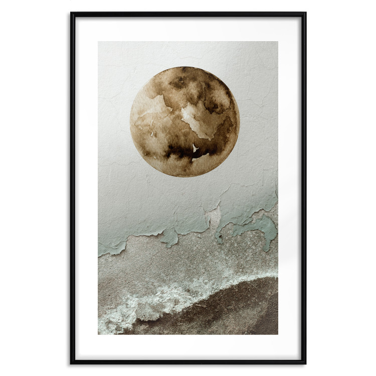 Wall Poster Green Tide - moon and sea imitation in an abstract motif 131775 additionalImage 15