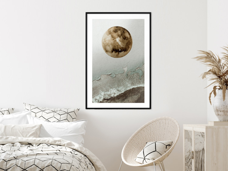 Wall Poster Green Tide - moon and sea imitation in an abstract motif 131775 additionalImage 14